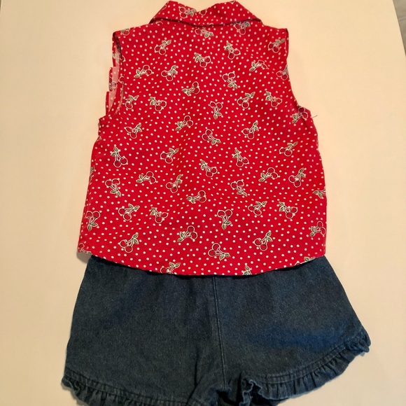 Girls Cotton Cherry & Denim 2 Piece Set 4T - Picture 4 of 7